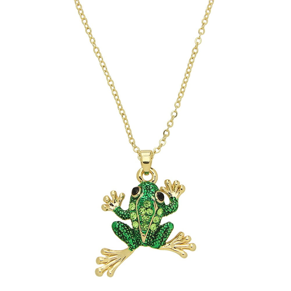 Gold plated necklace Solid 3D Frog